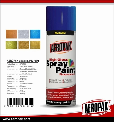 Aeropak Acylic Aerosol Metallic Spray Paint Quick Dry Metallic Black Car Paint