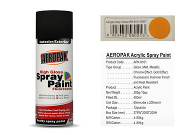 AEROPAK Brand Deep Yellow Color Aerosol Can Spray Paint with SGS