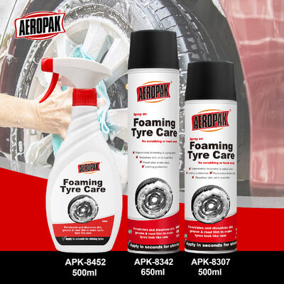 Aeropak 500ml Tire Cleaner Spray Plastic Bottle Car Tire Shine Foam Cleaner with 3-Year Expiration