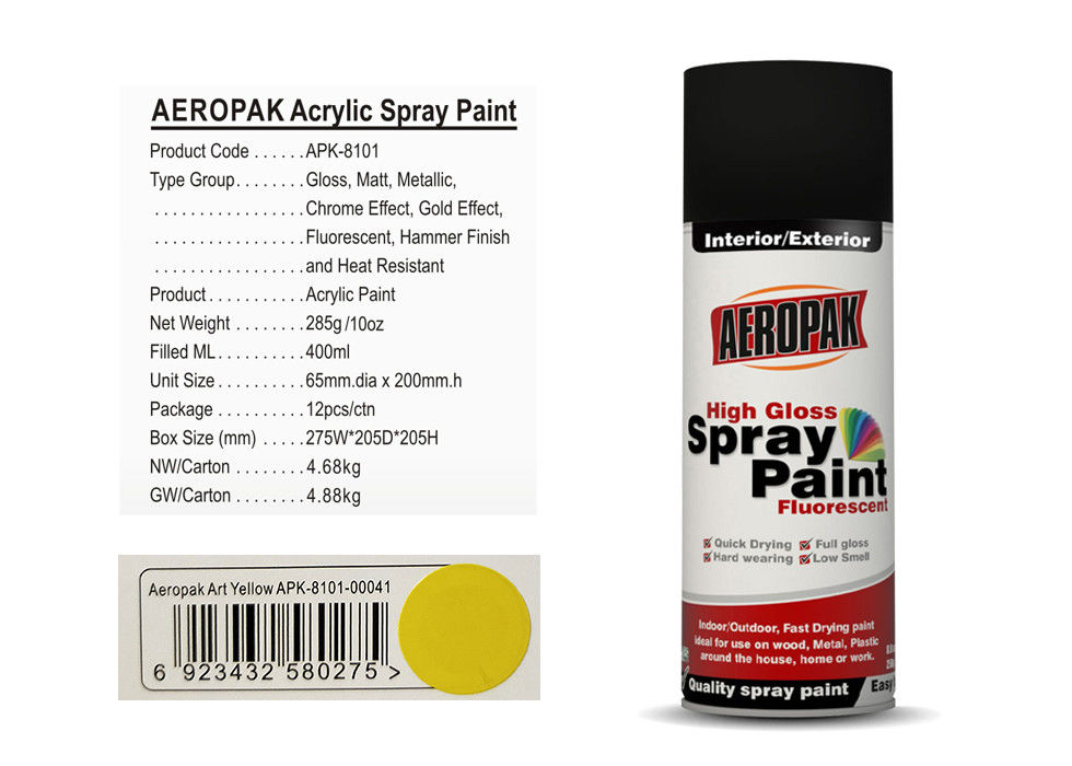 Aeropak Art Yellow Color 400ml Acrylic Spray Paint For Wood With Msds Certificate - Color Place Spray Paint Msds
