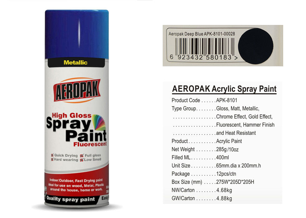 AEROPAK Deep Blue Fast Dry High Spray Rate Aerosol Spray Paint for Cars and Metal