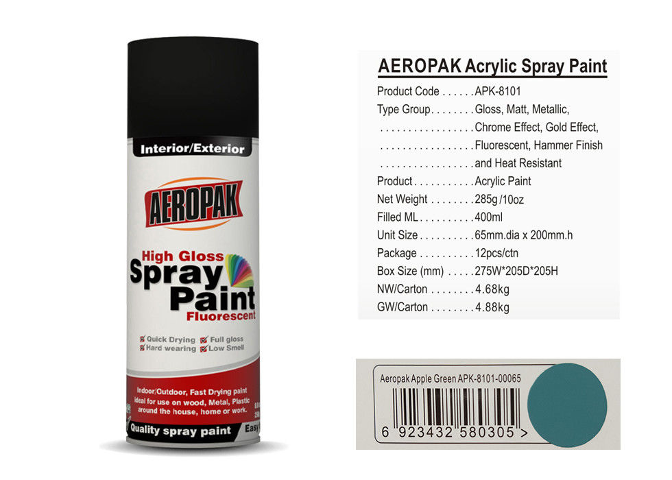 400ml Apple Green Acrylic Spray Paint MSDS Certificated For Car APK-8101