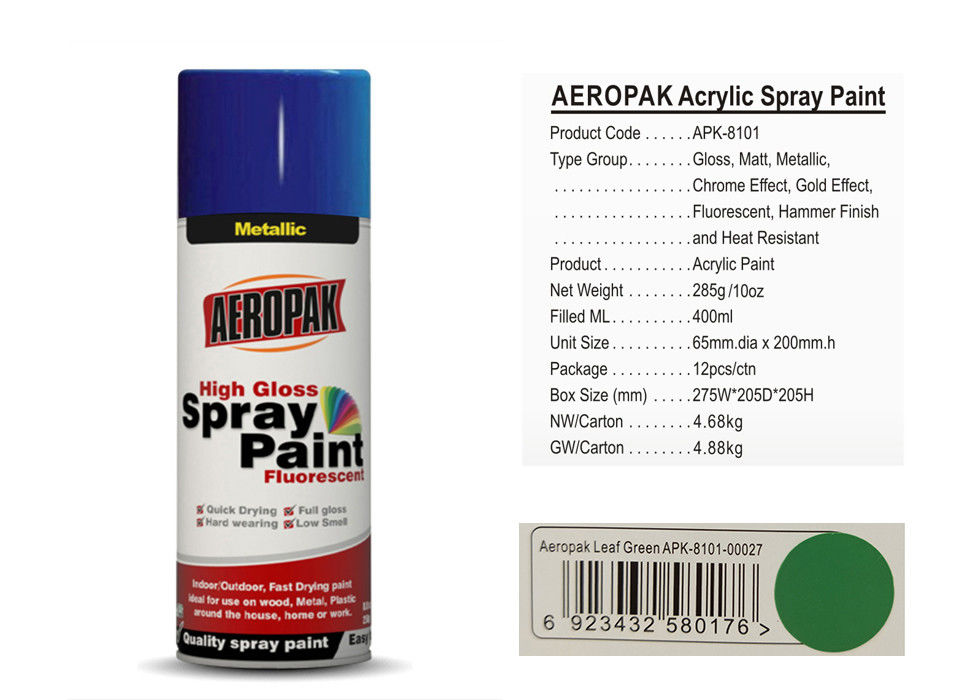 Good Atomization Aerosol Spray Paint Quick - Drying With Leaf Green Color