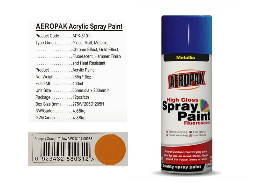 RoHS Aerosol Spray Paint Orange Yellow Color High Elastic Polymer For Plastic
