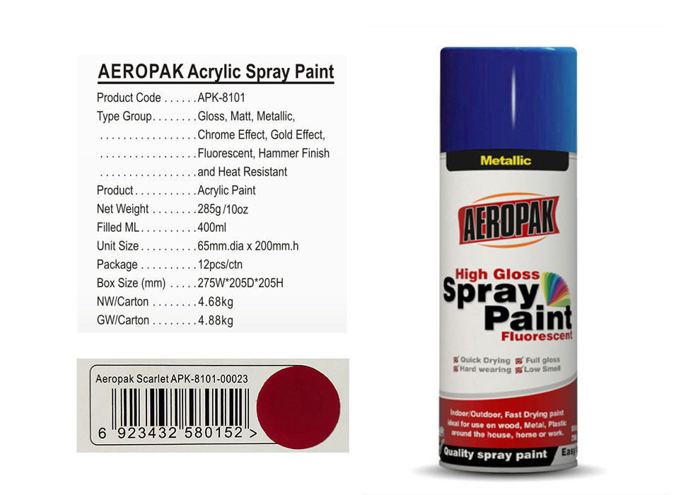 Scarlet Color Aerosol Spray Paint  Fully Dry For Resisting Infrared Radiation Effectively