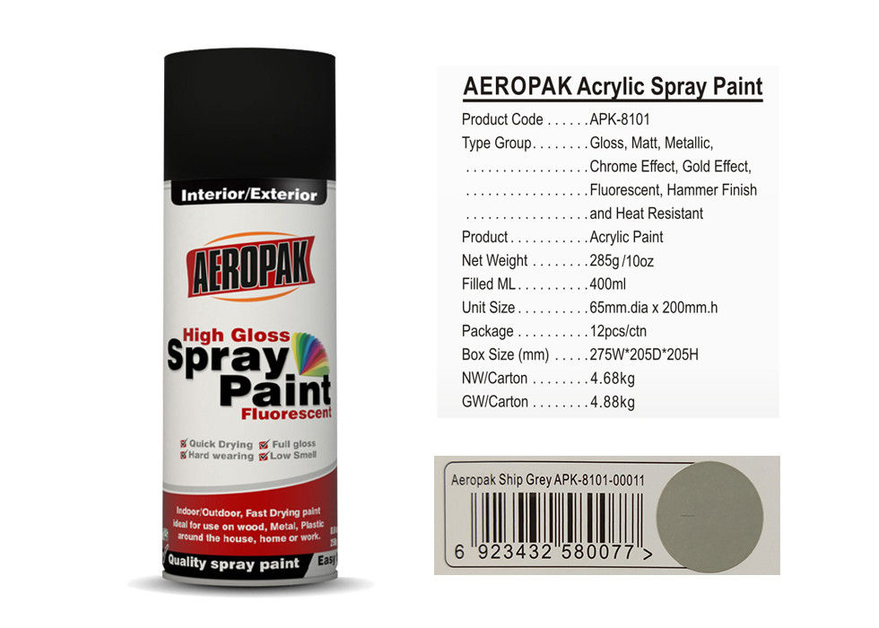 Ship Grey Car Spray Paint 400ml Volume SGS For Building / Furniture