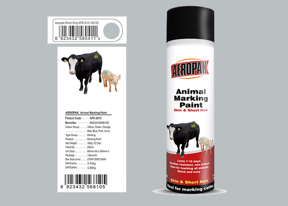 500ml Animal Marking Spray Paint  Silver Grey Color For Cow Liquid Coating State
