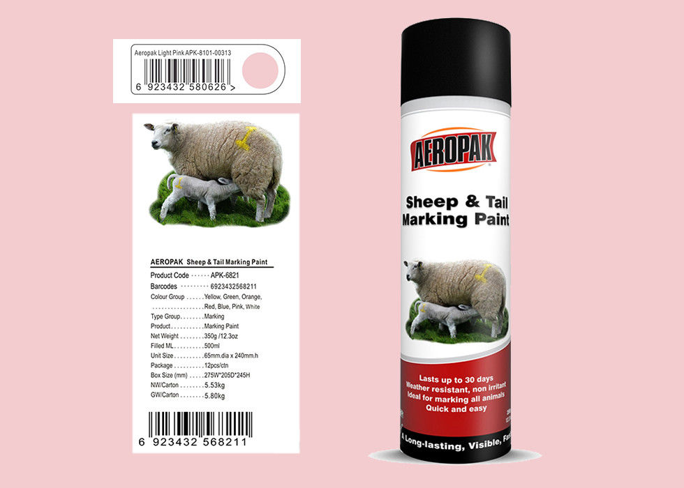 Light Pink Color Animal Marking Paint Spray For Cattle 8 - 15 Min Tack - Free