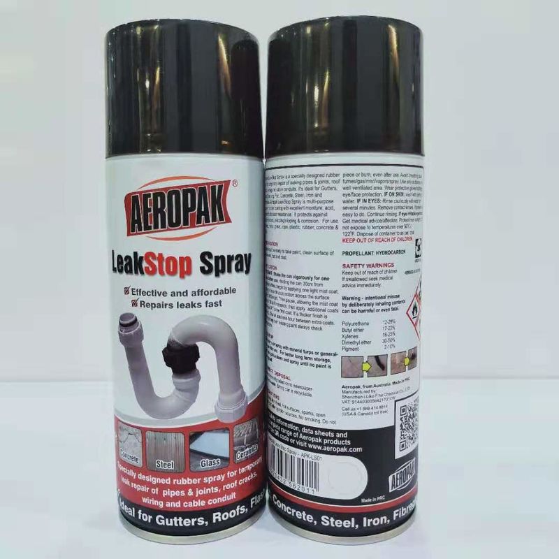 Black Leak Liquid Sealer Aerosol Spray Paint Sealant Coating 400ml Filled