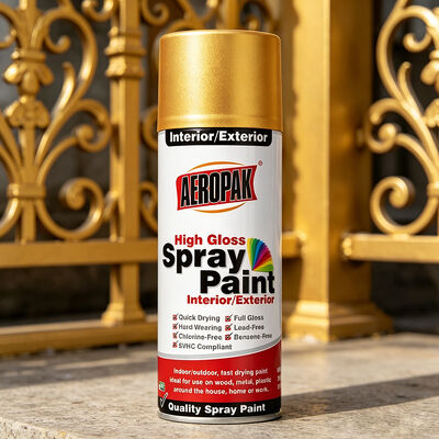 Aeropak 400ml Acrylic High Gloss Metallic for Wholesale Custom Color OEM Gold Spray Paint Liquid Coating Automotive Home